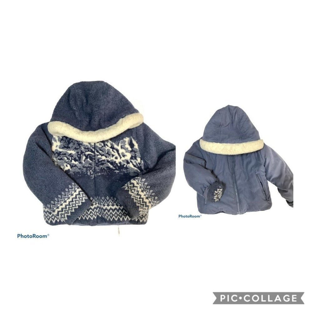 ROTHSCHILD Girls Blue Hooded Fleece Winter Jacket